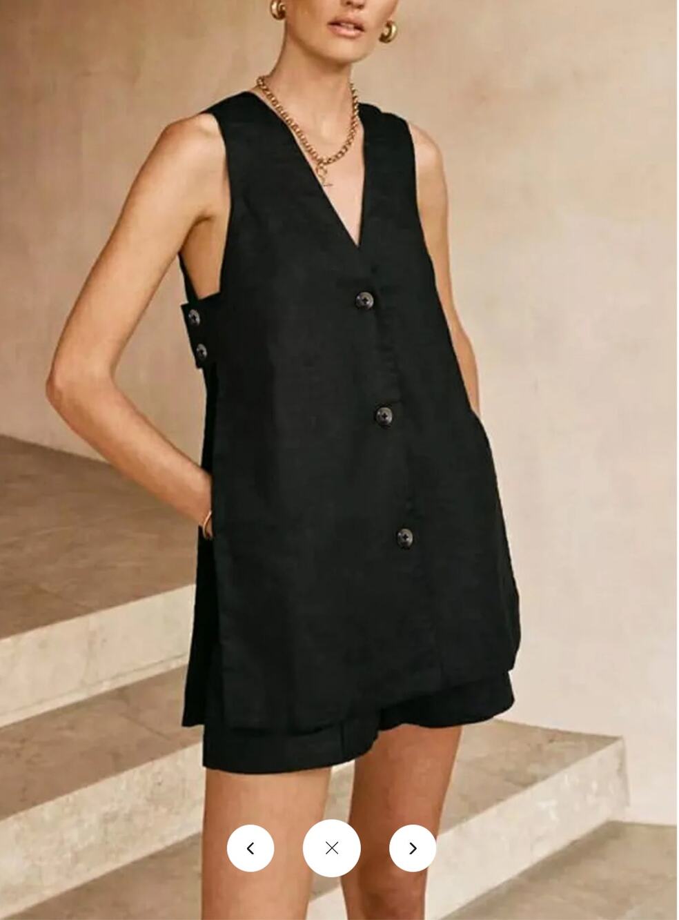 NWT Commense V-neck Sleeveless Vest with High-waisted Shorts Set Sz L